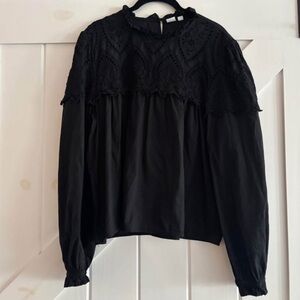 GAP Black Eyelet Women's Blouse